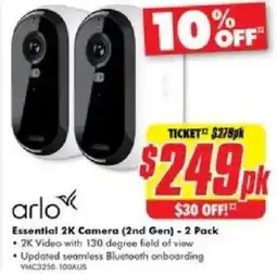 The Good Guys arlo Essential 2K Camera (2nd Gen) - 2 Pack offer