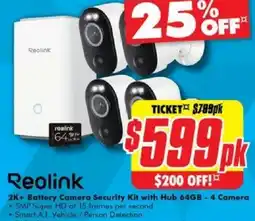 The Good Guys 2K+ Battery Camera Security Kit with Hub 64GB - 4 Camera offer
