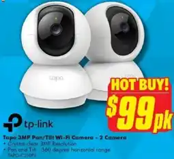 The Good Guys Tapo 3MP Pan/Tilt Wi-Fi Camera - 2 Camera offer