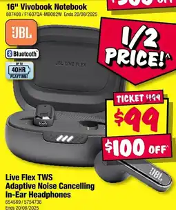 JB Hi-Fi Live Flex TWS Adaptive Noise Cancelling In-Ear Headphones offer