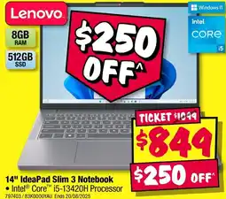 JB Hi-Fi 14" IdeaPad Slim 3 Notebook offer