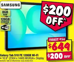 JB Hi-Fi Galaxy Tab S10 FE 128GB Wi-Fi offer