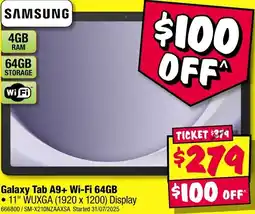 JB Hi-Fi Galaxy Tab A9+ Wi-Fi 64GB offer