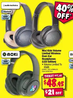 JB Hi-Fi Mixi Kids Volume Limited Wireless Over-Ear Headphones offer