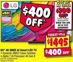 JB Hi-Fi 65" 4K QNED AI Smart LED TV offer