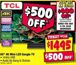 JB Hi-Fi 65" 4K Mini-LED Google TV offer