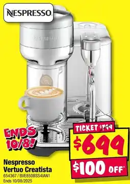 JB Hi-Fi Nespresso vertuo creatista offer