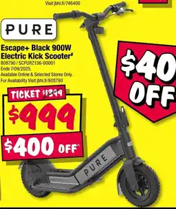 JB Hi-Fi Escape+ Black 900W Electric Kick Scooter offer