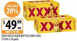 Supabarn Xxxx gold lager bottles and cans offer