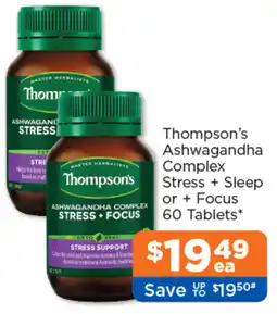 Good Price Pharmacy Thompson's Ashwagandha Complex Stress + Sleep or + Focus offer