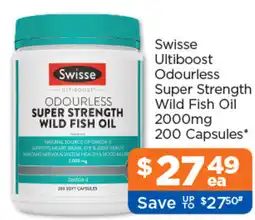 Good Price Pharmacy Swisse Ultiboost Odourless Super Strength Wild Fish Oil offer