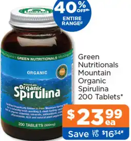 Good Price Pharmacy Green Nutritionals Mountain Organic Spirulina offer