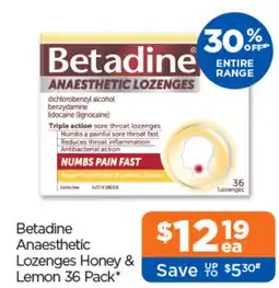 Good Price Pharmacy Betadine Anaesthetic Lozenges Honey & Lemon offer