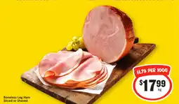 IGA Boneless leg ham sliced or shaved offer