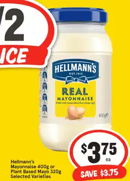 IGA Hellmann's Mayonnaise or Plant Based Mayo offer