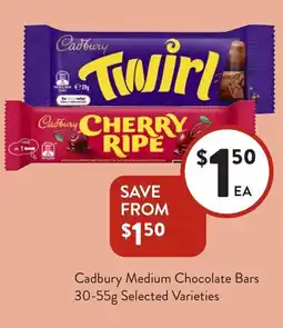 Foodworks Cadbury Medium Chocolate Bars offer