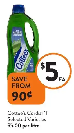 Foodworks Cottee's Cordial offer