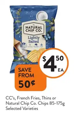 Foodworks Cc's, french fries, thins or natural chip co. chips offer