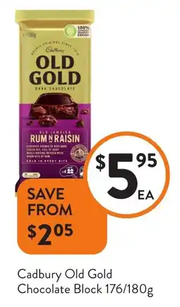 Foodworks Cadbury Old Gold Chocolate Block offer