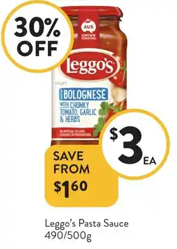 Foodworks Leggo's Pasta Sauce offer
