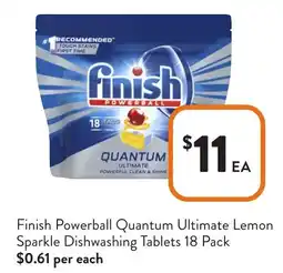 Foodworks Finish Powerball Quantum Ultimate Lemon Sparkle Dishwashing Tablets offer