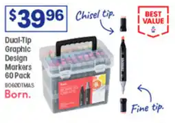 Officeworks Dual-Tip Graphic Design Markers 60 Pack offer