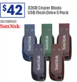 Officeworks SanDisk 32GB Cruzer Blade USB Flash Drive offer