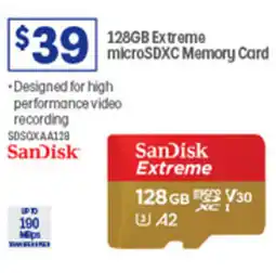 Officeworks 128GB Extreme microSDXC Memory Card offer