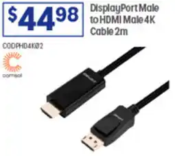 Officeworks DisplayPort Male to HDMI Male 4K Cable 2m offer