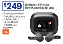 Officeworks Live beam 3 wireless noise cancelling earbuds offer