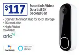 Officeworks Essentials Video Doorbell 2K Second Gen offer