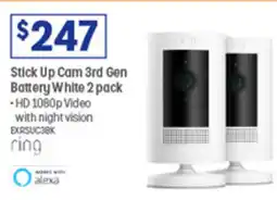 Officeworks Stick Up Cam 3rd Gen Battery White 2 pack -HD 1080p Video offer