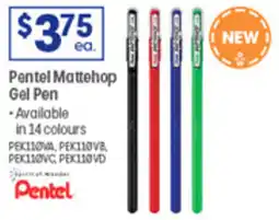 Officeworks Pentel Mattehop Gel Pen offer