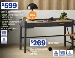 Officeworks Lelpzig 2 Drawer Desk offer