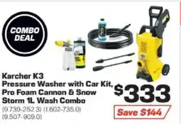 Repco Karcher k3 pressure washer with car kit, pro foam cannon & snow storm 1l wash combo offer
