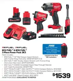 Repco M12 FUEL M18 FUEL 3 Piece Power Pack 3K3 offer