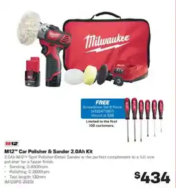 Repco M12™ car polisher & sander 2.0ah kit offer