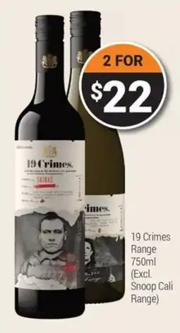 Super Cellars 19 Crimes Range offer