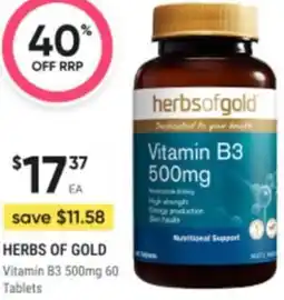 Healthy Life Herbs of gold vitamin b3 offer