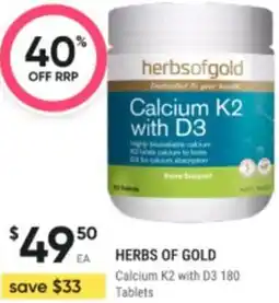 Healthy Life HERBS OF GOLD Calcium K2 with D3 offer