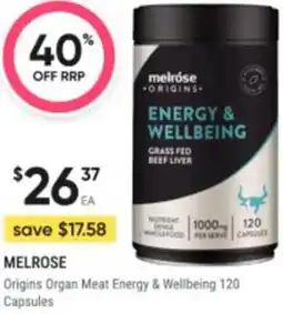 Healthy Life MELROSE Origins Organ Meat Energy & Wellbeing offer
