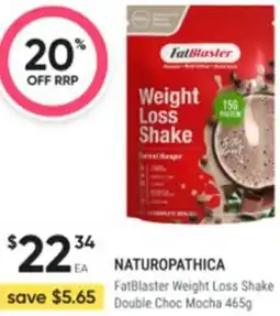 Healthy Life Naturopathica FatBlaster Weight Loss Shake Double Choc Mocha offer