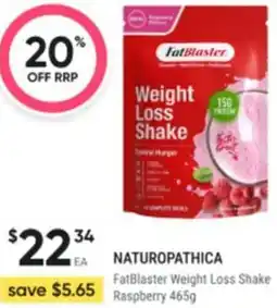 Healthy Life Naturopathica FatBlaster Weight Loss Shake Raspberry offer