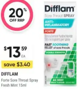 Healthy Life Difflam Forte Sore Throat Spray Fresh Mint offer