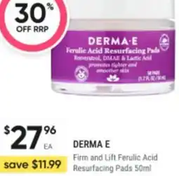 Healthy Life DERMA E Firm and Lift Ferulic Acid Resurfacing Pads offer