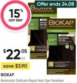 Healthy Life Biokap Nutricolor Delicato Rapid Hair Dye Varieties offer