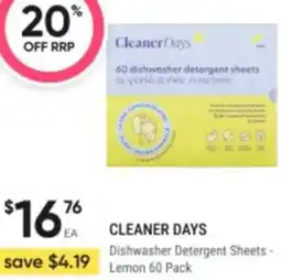 Healthy Life Cleaner Days dishwasher detergent sheets offer