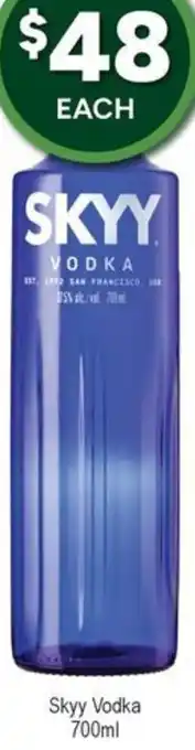 Bottler Skyy Vodka offer