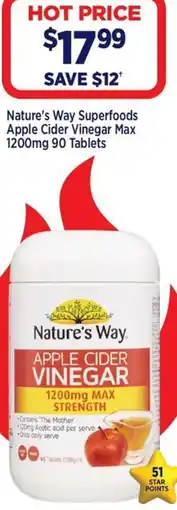 Star Discount Chemist Nature's Way Superfoods Apple Cider Vinegar Max offer