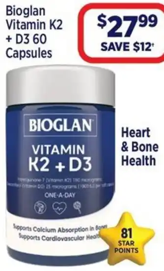Star Discount Chemist Bioglan Vitamin K2 + D3 offer
